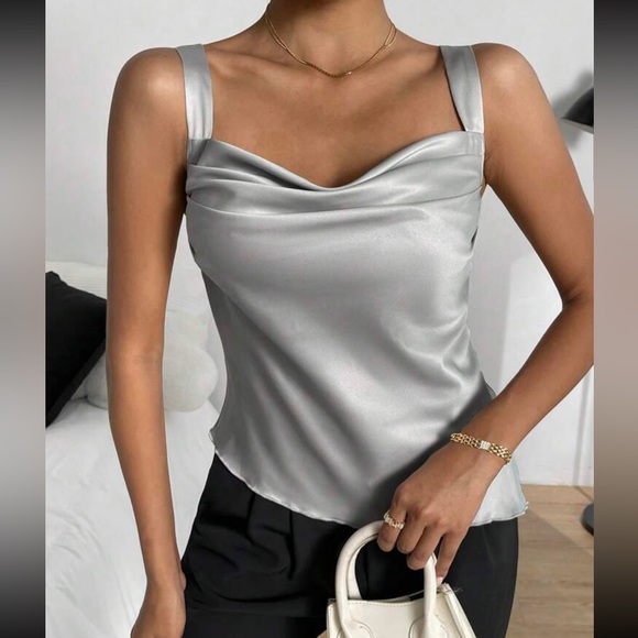 Vanguard Terry Draped Satin Blouse